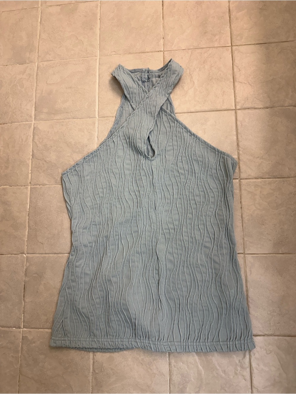 Source Unknown Pale Blue Halter Knit Tank